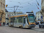 Straßenbahn Brüssel Zug 2025 auf der Linie 93 zum Stadion vor der Station Palais, 01.03.2024.
