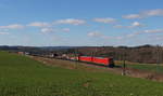 EZ 51716 mit Doppel 187 (187 159  187 146) von Nürnberg nach Senftenberg bei Sonnenwetter am 22.03.2020 in Ruppertsgrün/Pöhl eingefangen.