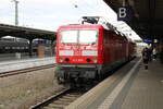 DB 143 909 am 16.02.2024 auf Rangierfahrt in Dessau Hbf.