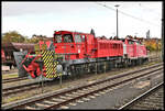 Die Fahrzeuge des DB Werk Fulda sind mitunter sehr gut vom Bahnsteig im HBF Fulda aus zu fotografieren.
