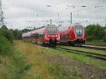 Zugkreuzung in Grimmen,am 31.Juli 2023,an der Ausfahrt Richtung Neubrandenburg.