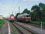 Am 26.08.2005 wurde der WUMAG-VT Nrnberg 761 als Regionalbahn zwischen Groheringen und Straufurt eingesetzt.
