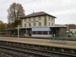 Menschenleer der Bahnhof Pressig Rothenkirchen am 24.Oktober 2023.