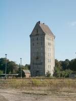 Der ehemalige Wasserturm (heute Wohnturm?) auf dem Bahnhof zu Pritzwalk