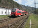 Nachdem der 442 303 die Landesgrenze zwischen Bayern und Thüringen überschritten hatte,fuhr der 442,am 28.April 2022,in den ehemaligen Grenzbahnhof Probstzella.