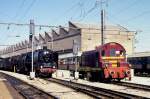 Eine deutsche Dampflok und eine luxembourgische Diesellok auf einem Bild!  01118 und dahinter noch zu erkennen 011066 trafen am 7.9.1966  die Diesellok CFL 804 im Hauptbahnhof Luxembourg.