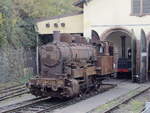 Dampflokomotive bad Xb steht im  Eisenbahnmuseum Neustadt (Weinstrasse) wo sie als Dauerleihgabe an die DGEG irgend wann aufgearbeitet werden soll, gesehen am 20.
