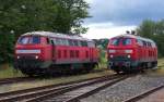 Landpartie mit V 160 -   Gleich zwei Diesel der V 160 Baureihe waren am 25.08.2012 im lndlichen Ostertal unterwegs.