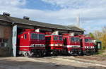 DB Museum 243 002-3 + TEV 242 151-9 + DB 243 117-9 + TEV 250 250-8 beim Eisenbahnfest zum Weimarer Zwiebelmarkt, am 13.10.2019 im Eisenbahnmuseum Weimar.