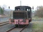Eine sehr herunter gekommende Lok der Eisenbahnfreunde Kraichgau in Sinsheim Hbf am 14.03.09