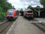 Am 26.08.2005 begegneten sich zwei Planzge der Relation Straufurt - Groheringen im Bahnhof Smmerda.