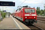 120 202-7 von DB Regio Nordost als RE 4308  Hanse-Express  (RE1) von Rostock Hbf nach Hamburg Hbf steht im Bahnhof Büchen auf Gleis 4.
