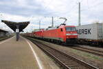 DB 152 152-5 + Wagenlok 187 160 und leeren Autotransportwagen Richtung Abzweig Brcke, am 05.04.2024 in Magdeburg-Neustadt.