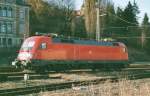 182 002 der DB Cargo am 4.2.2002 in Coburg Rbf.