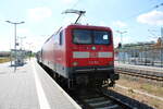 DB 112 166 im Einsatz fr SRS mit der RB 31397 aus Saalfeld (S), am 24.08.2022 in Halle (S) Hbf.