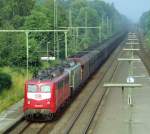 140 842 mit Gterzug Richtung Braunschweig am 14.07.1995 in Hmelerwald