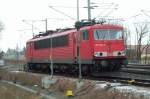 E-Lok 155 083  am 16.12.2002 abgestellt in Reichenbach/Vogtl.
(Eine Diesellok bernimmt hier den Zug)