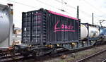 Drehgestell-Containertragwagen vom Einsteller MFD Rail Group mit der Nr.