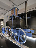 Ein Nachbau des Geislauterner Dampfwagens war Anfang Juni 2019 im Verkehrsmuseums Nürnberg zu sehen.