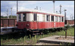 Am 29.8.1993 stand dieser ausgemusterte Triebwagen Beiwagen 190821 im BW Wittenberge.