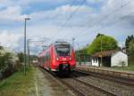 442 107 errecht am 26.April 2015 als RB 59361 nach Bamberg den Haltepunkt Gundelsdorf.