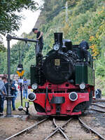 Die Mallet-Lokomotive 11SM beim Wasser fassen.
