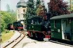 Prenitztalbahn: Zugkreuzung im Haltepunkt Schlssel - Mai 2001
