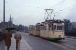 Dresden Tw 214 009 auf der Augustusbrcke, 23.06.1985.