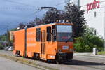 Nach etwa einer halben Stunde kam der Schleifzug Triebwagen 200 in Zwickau wieder zurück und fährt am Glück Auf-Center vorbei Richtung Zwickau Zentrum.