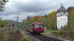 Die Oberhessischen Eisenbahnfreunde sind am 26.10.2021 mit 798 829 + 996 310 + 798 589 + 996 677 zu Filmzwecken auf der Vogelsbergbahn unterwegs.