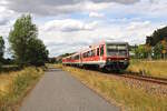 DB 628 441 und 628 445 verlassen Lampertsmühle-Otterbach in Richtung Kaiserslautern Hbf.