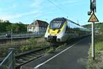 Als RB 18 ist der 8442 111 im Nachschuß in Adelsheim Ost am Bahnsteig auf dem Osterburken.