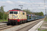 Smart Rail 111 057 mit leeren Autotransportwagen, Übersee, 11.04.2024