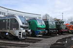 Auch moderne Loks präsentierten sich am 23.04.2023 bei der Saisoneröffnung im Bw Glauchau, sowie die Starkenberger 159 213 und die FLEX 192 059.