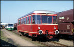 An seine alte Wirkungsstätte kehrte der Talbot Triebwagen, Baujahr 1953, der Hümmlinger Kreisbahn zurück, als er bei der Ausstellung der Mindener Kreisbahn am 10.5.1998 in Minden