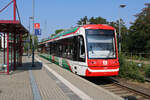 CB (Citybahn Chemnitz) 690 439-4 steht in Burgstädt bereit zur Fahrt als C13 nach Aue.