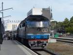 DER RUSSENEXPRESS - einzige verbliebene internationale Zugverbindung von Tallinn nach St.Petersburg, kurz vor der Ausfahrt in Tallinn.