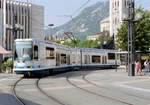 Grenoble TAG Ligne de tramway / SL B (TFS / Tw 2014) Place de la Gare / Gare SNCF im Juli 1992.
