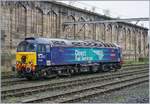 Die gepflegte Direct Rail Services (DRS) Class 57 mit der Nummer 57308 steht in Carlisle und wartet auf ihren nächsten Einsatz.