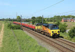 70817 passes Alsager whilst hauling an empty stone train from Crewe Basford Hall to Pinnox Branch Esso Sidings, 28 May 2020
