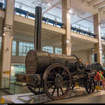 George Stephensons Rocket (Original) im Science Museum in London am 9.