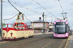Blackpool Heritage Tram, Boat car # 227,  Blackpool Tram,Bombardier Flexity 2 Tram # 16 nach Starr Gate.