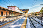Blick auf den Bahnhof Gorizia Centrale, am 14.10.2017.