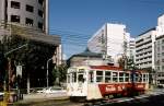 Die ältesten Strassenbahnwagen von Hiroshima - die Wagen aus Kôbe, Serie 1101-1105: 1954-1961 gebaut, 1971 nach Einstellung des Betriebs in Kôbe von Hiroshima übernommen.