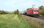 DB 187 184 mit Kesselwagen Richtung Fulda, am 28.10.2022 bei Hauneck.