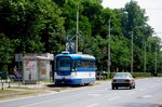 Die Straßenbahn Osijek ließ 2006/2007 mehrere Tatra-T3 modernisieren, die Fahrzeuge erhielten Chopper-Steuerung und neue Wagenkästen, hier ist der Tw 0716 am 21.05.2009 auf der Linie 1