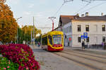 Straßenbahn	71-911  City Star 	#015 der Linie 1 am 08.09.2021, Vienības iela, Daugavpils.