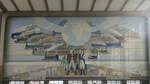 Wandgemälde (Ostseite des Empfangsgebäudes) von Peter Alma von 1939 im Bahnhof Amsterdam Amstel.