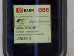 Zuglaufschild des EC85 MÜNCHEN Hbf - VENEZIA SL, bei einem Halt in Innsbruck-Hbf; 240209 
