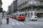 Wien Wiener Stadtwerke-Verkehrsbetriebe (WVB) SL 5 (L3 476 (Lohnerwerke 1958; Umbau aus L2 2586)) IX, Alsergrund, Alser Straße / Spitalgasse im Juli 1977.